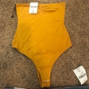 Mustard Yellow Strapless Bodysuit